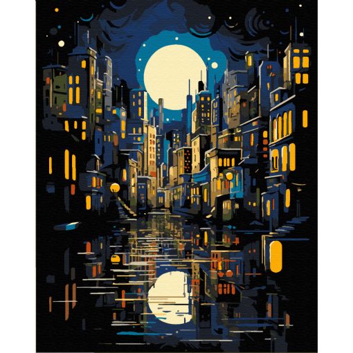Nächtliche Lichter - Malen-nach-Zahlen-Set auf Keilrahmen 40x50