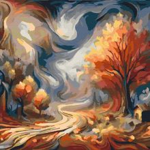 Herbstlandschaft - Malen-nach-Zahlen-Set auf Keilrahmen 40x40