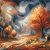   Herbstlandschaft - Malen-nach-Zahlen-Set auf Keilrahmen 40x40