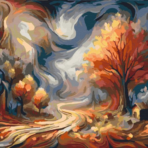 Herbstlandschaft - Malen-nach-Zahlen-Set auf Keilrahmen 40x40