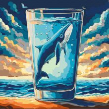 Ein Glas Wal - Malen-nach-Zahlen-Set auf Keilrahmen 40x40
