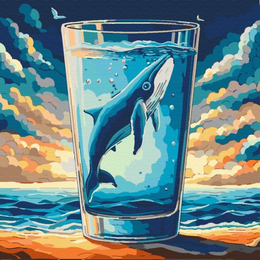 Ein Glas Wal - Malen-nach-Zahlen-Set auf Keilrahmen 40x40