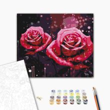 Nächtliche Rosen - Malen-nach-Zahlen-Set auf Keilrahmen 40x50