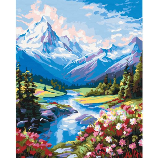 Alpesi folyó - Számfestő készlet kereten 40x50