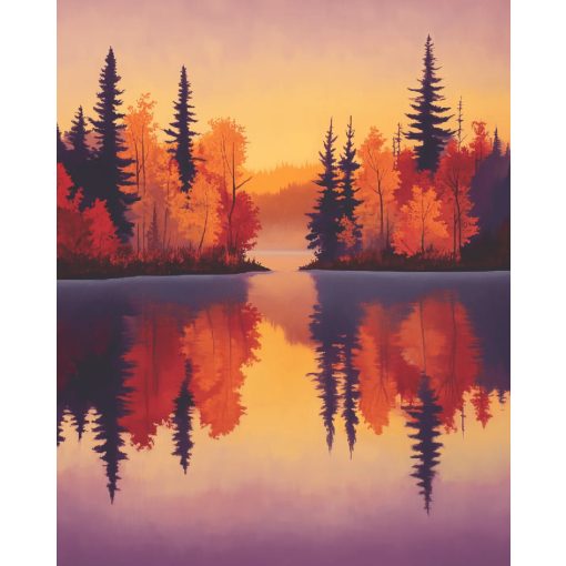 Őszi tó - Számfestő készlet kereten 40x50