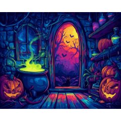   A boszorkány titkos kamrája - Számfestő készlet kereten 40x50
