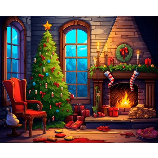 Meghitt Karácsony - Számfestő készlet kereten 40x50