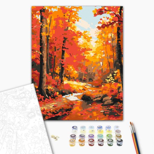Patak az ősz színeiben - Számfestő készlet kereten 40x50