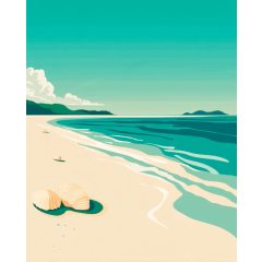 Kék partvonal - Számfestő készlet kereten 40x50