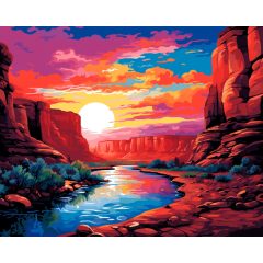 Naplemente a kanyonban - Számfestő készlet kereten 40x50