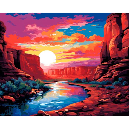 Naplemente a kanyonban - Számfestő készlet kereten 40x50