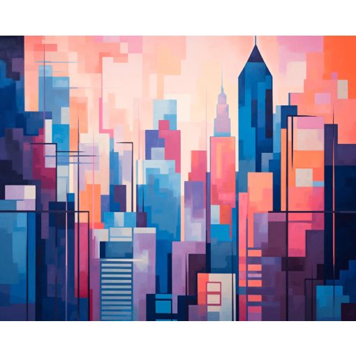 Színes város - Számfestő készlet kereten 40x50