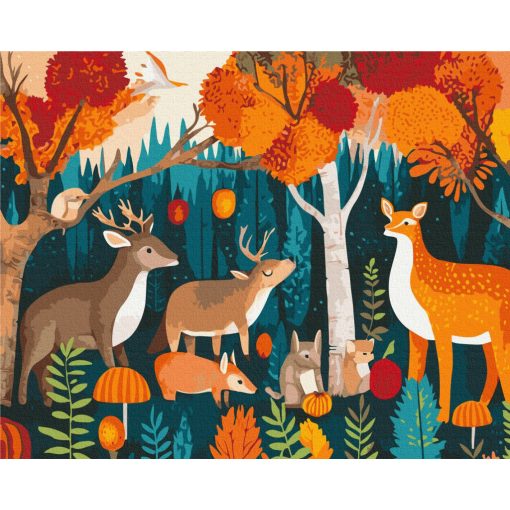 Wald-Freunde - Malen-nach-Zahlen-Set auf Keilrahmen 40x50