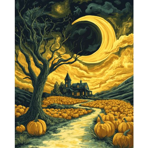 Sárga éjszaka - Számfestő készlet kereten 40x50