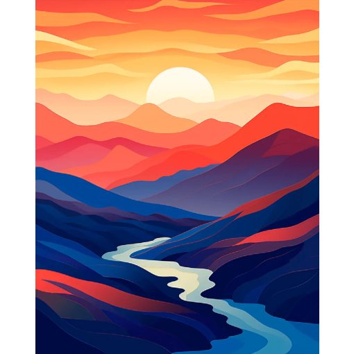 Minimalista tájkép - Számfestő készlet kereten 40x50
