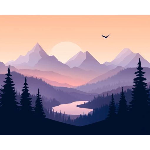 Egyszerű táj - Számfestő készlet kereten 40x50