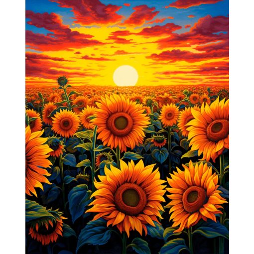 Napraforgó alkonyat - Számfestő készlet kereten 40x50