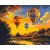 Heißluftballons bei Sonnenuntergang - Malen-nach-Zahlen-Set auf Keilrahmen 40x50