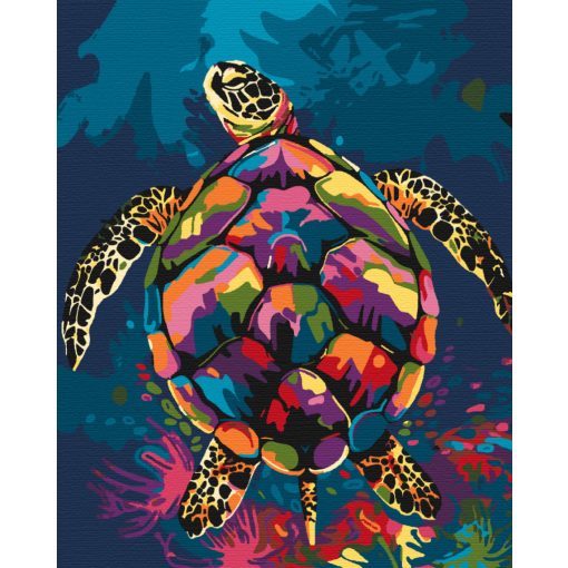 Színes teknős - Számfestő készlet kereten 40x50