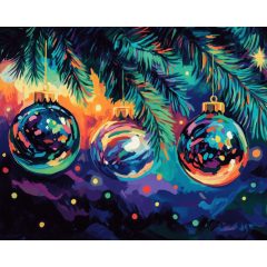 Karácsonyfadíszek - Számfestő készlet kereten 40x50