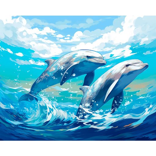 Delfin duó - Számfestő készlet kereten 40x50