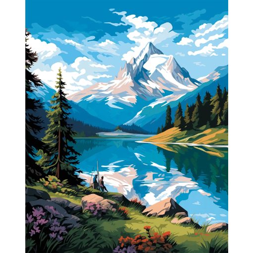 Hegyi tó - Számfestő készlet kereten 40x50