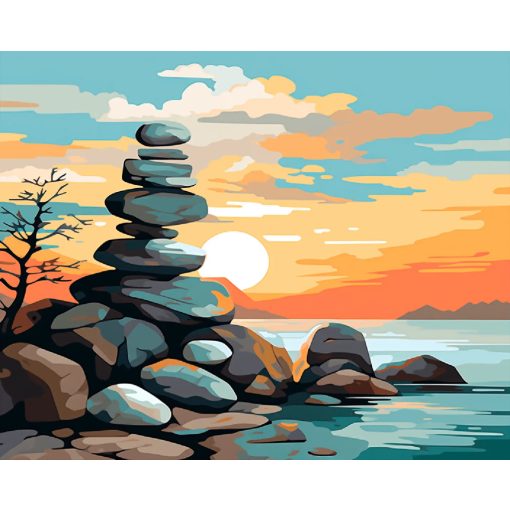 A nyugalom kövei - Számfestő készlet kereten 40x50