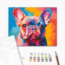 Színes bulldog - Számfestő készlet kereten 40x50