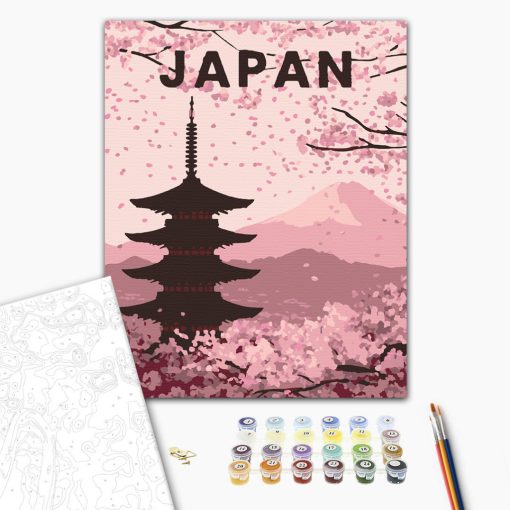 Japán - Számfestő készlet kereten 40x50