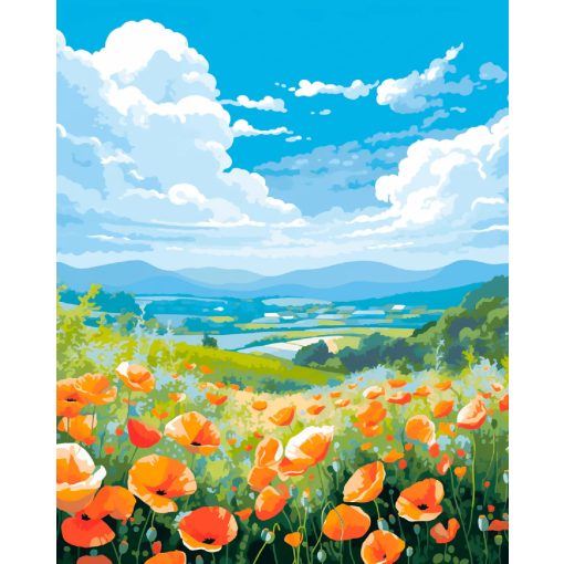 Virágmező - Számfestő készlet kereten 40x50