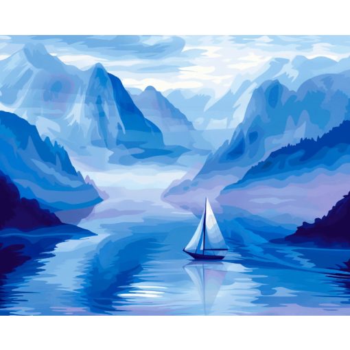 Ködbe borult öböl - Számfestő készlet kereten 40x50