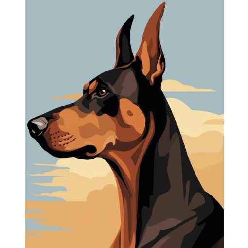 Dobermann - Számfestő készlet kereten 40x50