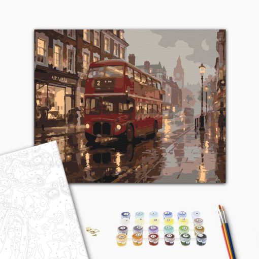 Londoni busz 2 - Számfestő készlet kereten 40x50