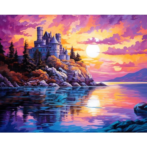 Vár a napnyugta - Számfestő készlet kereten 40x50