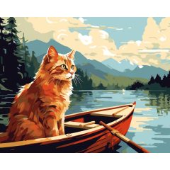 Tóparti cica - Számfestő készlet kereten 40x50