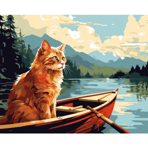 Tóparti cica - Számfestő készlet kereten 40x50