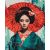   Geisha mit rotem Regenschirm - Malen-nach-Zahlen-Set auf Keilrahmen 40x50