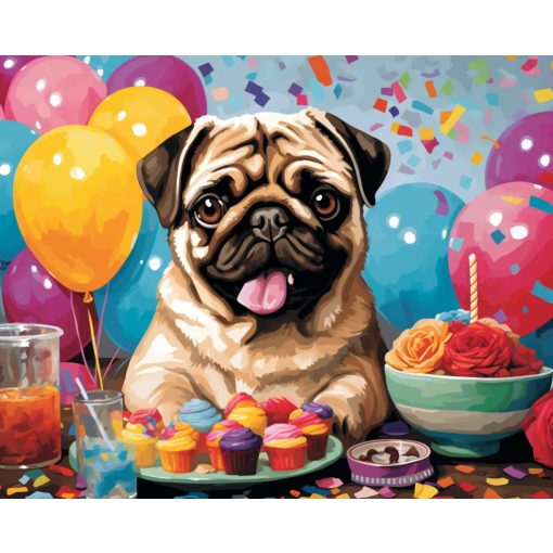 Mopsz party - Számfestő készlet kereten 40x50