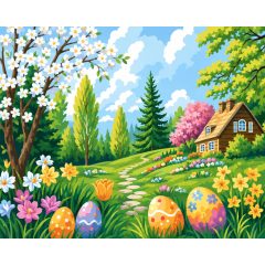 Mesés tavaszkert - Számfestő készlet kereten 40x50