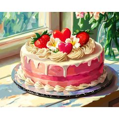 Napsütötte torta - Számfestő készlet kereten 40x50
