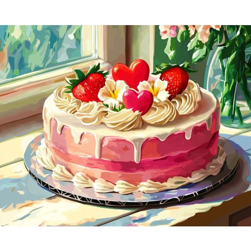 Napsütötte torta - Számfestő készlet kereten 40x50