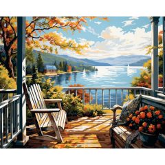 Tóparti nyugalom - Számfestő készlet kereten 40x50