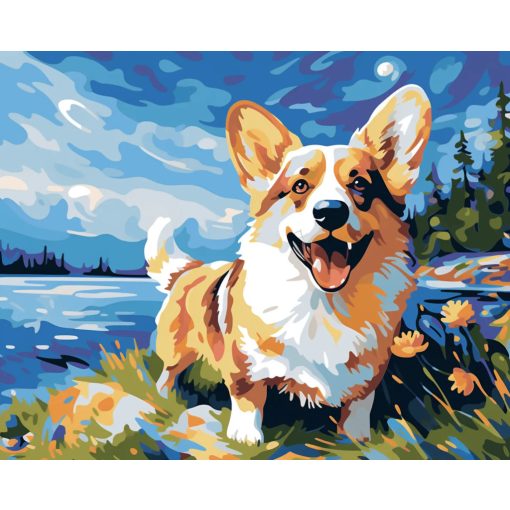 Fenséges corgi - Számfestő készlet kereten 40x50