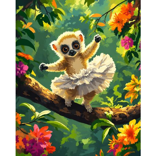 Tütüs maki - Számfestő készlet kereten 40x50