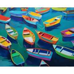 Színes csónakok - Számfestő készlet kereten 40x50