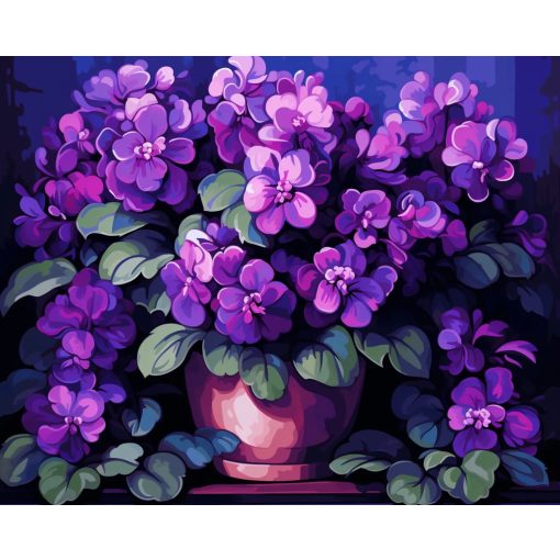 Ibolya csokor - Számfestő készlet kereten 40x50