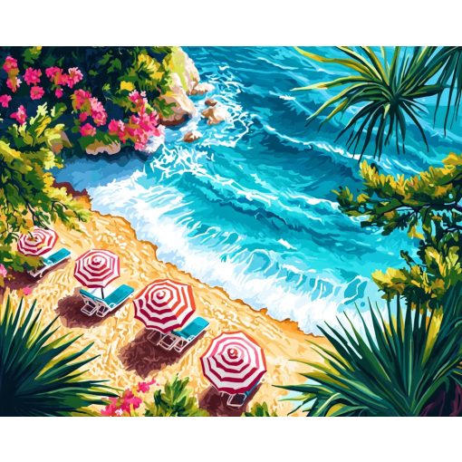 Türkiz öböl - Számfestő készlet kereten 40x50