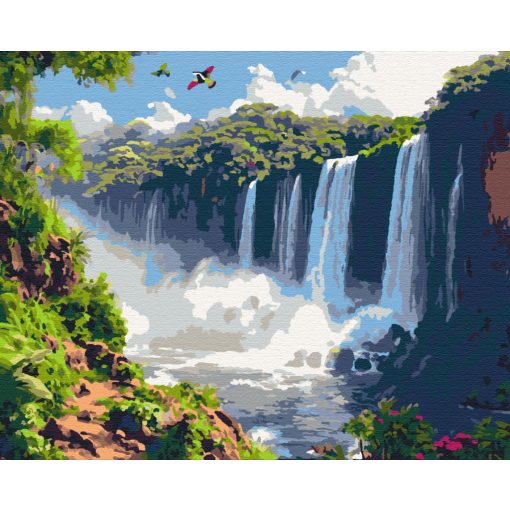 Iguazú-Wasserfall - Malen-nach-Zahlen-Set auf Keilrahmen 40x50