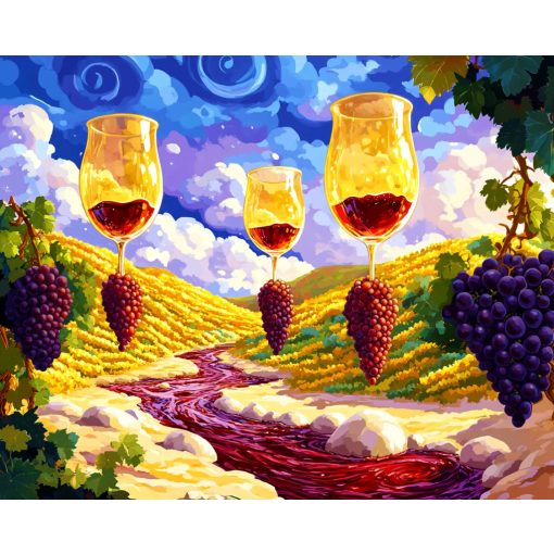Szőlőskerti szimfónia - Számfestő készlet kereten 40x50