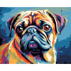 Mopsz vibrálás - Számfestő készlet kereten 40x50
